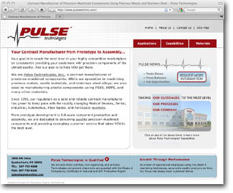 Internet Website for Pulse Technologies, Inc.
