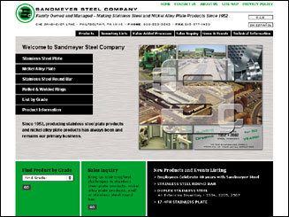 Featured Corporate Internet Web Site Design for Sandmeyer Steel by DDA