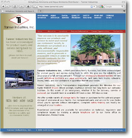 Internet Website for Tanner Industries, Inc.