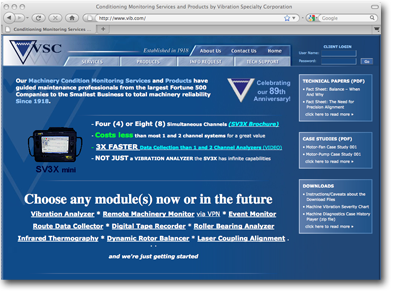 website design for Vibration Specialty Corp.