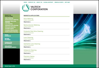 website design for Valtech Corporation