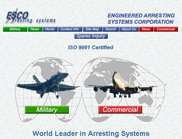 Internet website design for ESCO Arresting Systems