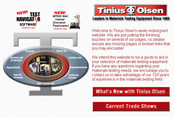 Website design services for Tinius Olsen