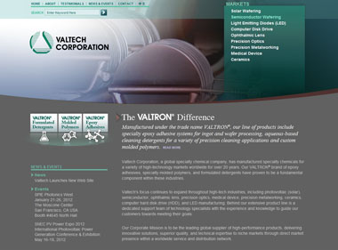 website design for Valtech Corporation