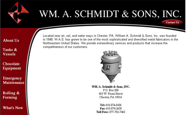 Internet website design for Wm. A. Schmidt & Sons, Inc.