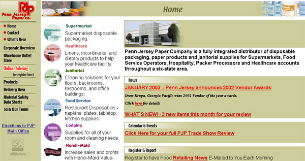 Internet website design for Penn Jersey Paper
