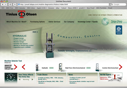 internet website design for Tinius Olsen